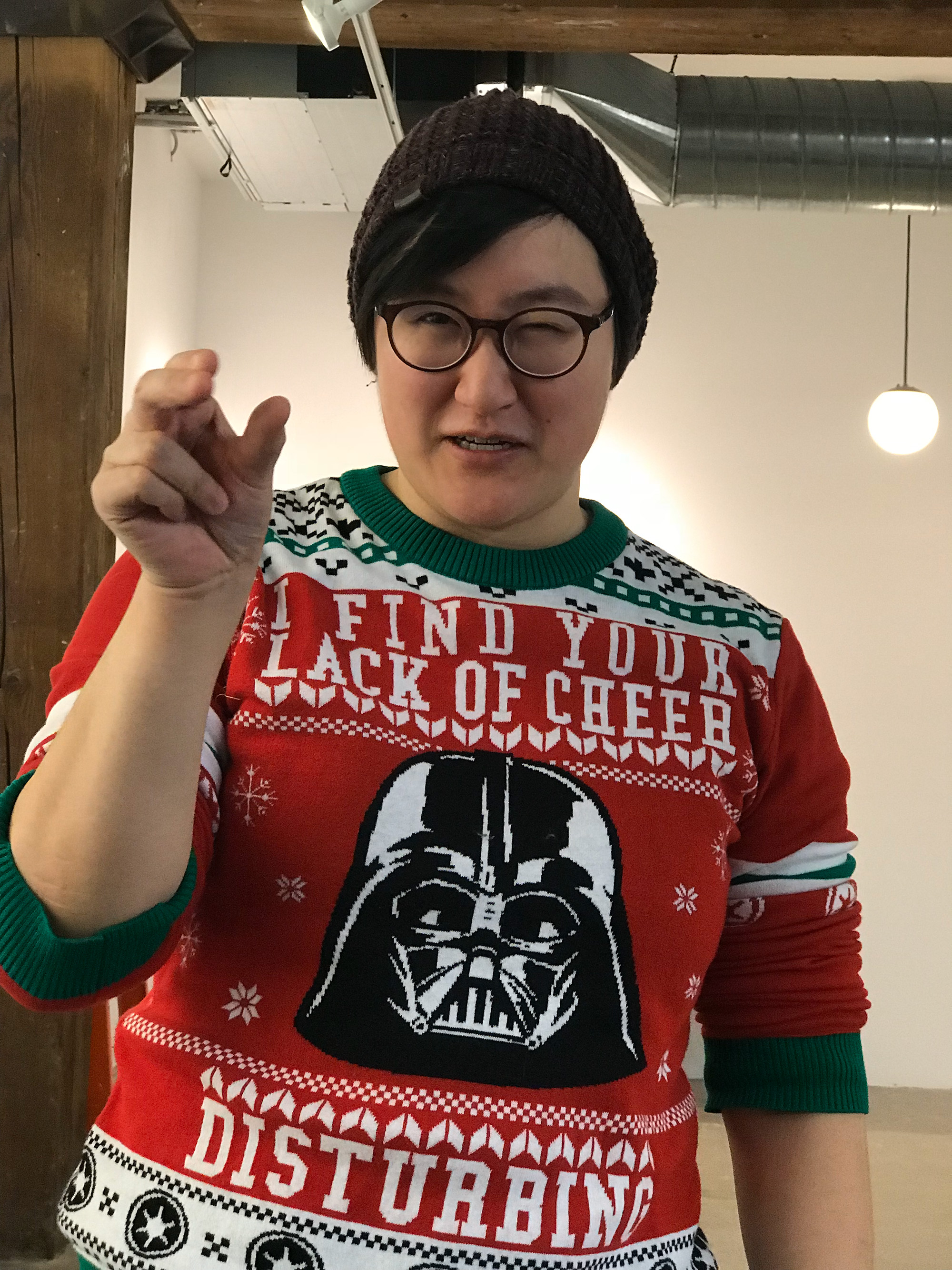 Me, trying to force choke with the power of my Star Wars ugly Xmas sweater